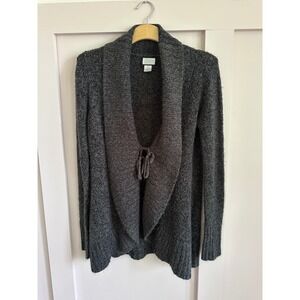 Motherhood Maternity Charcoal Grey Knit Shawl Collar Tie Front Cardigan Sweater
